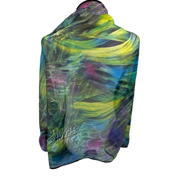 Huge Lightweight Tropical Flowy Scarf Wrap Beach Coverup - Picture 2 of 6